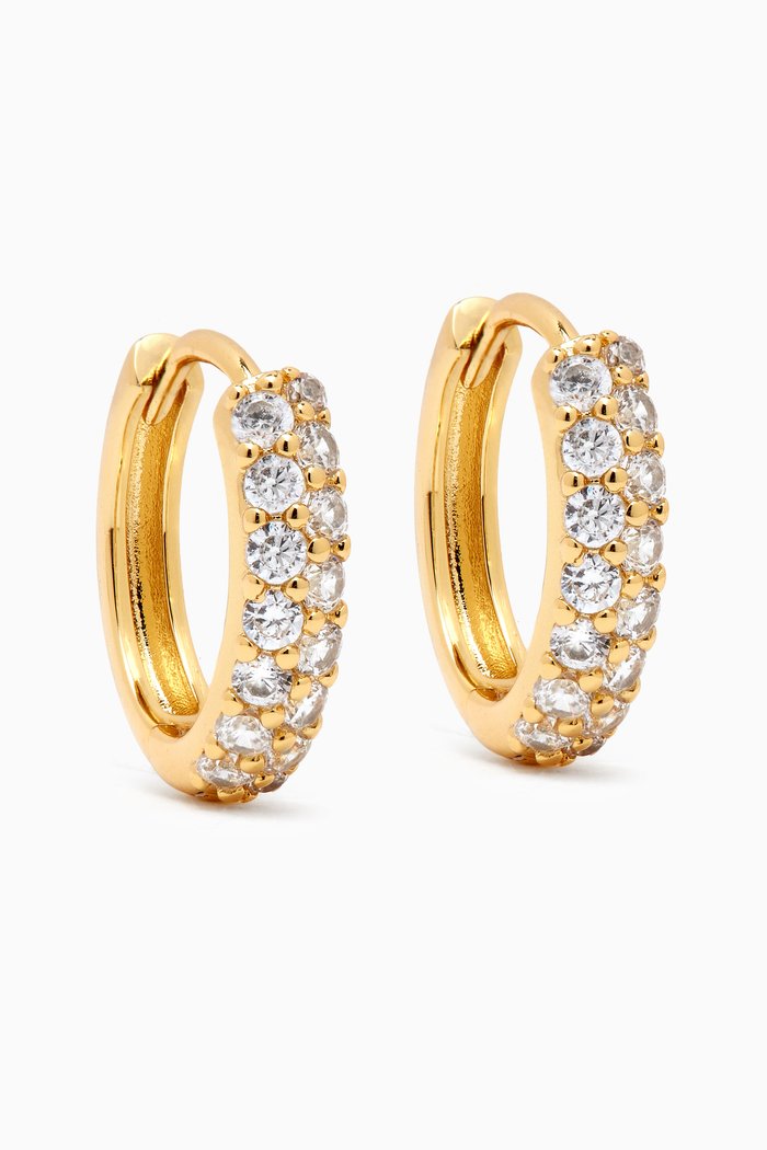 Baby Pavé Hoop Earrings in Gold-plated Brass