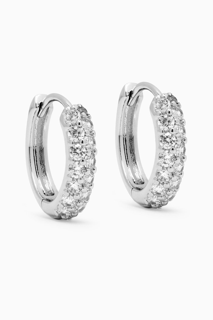 

Baby Pavé Hoop Earrings in Silver-plated Brass