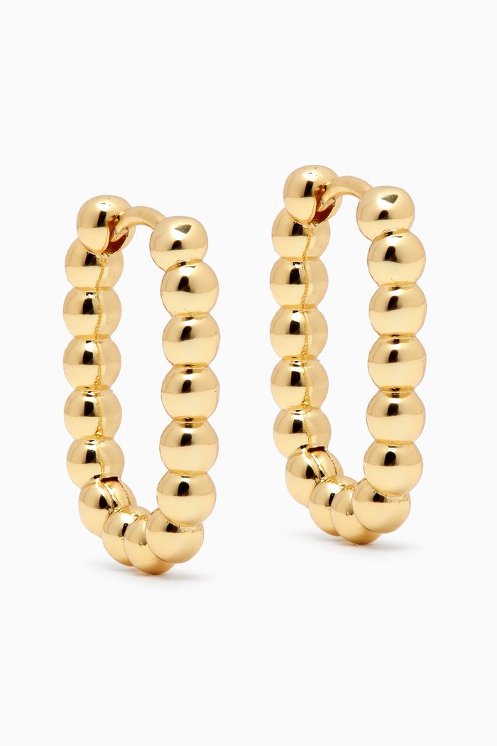 

Beaded Chain Hoop Earrings in Gold-plated Brass
