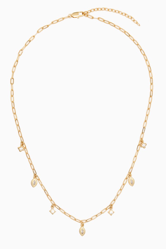 

Bezel Charm Necklace in Gold-plated Brass