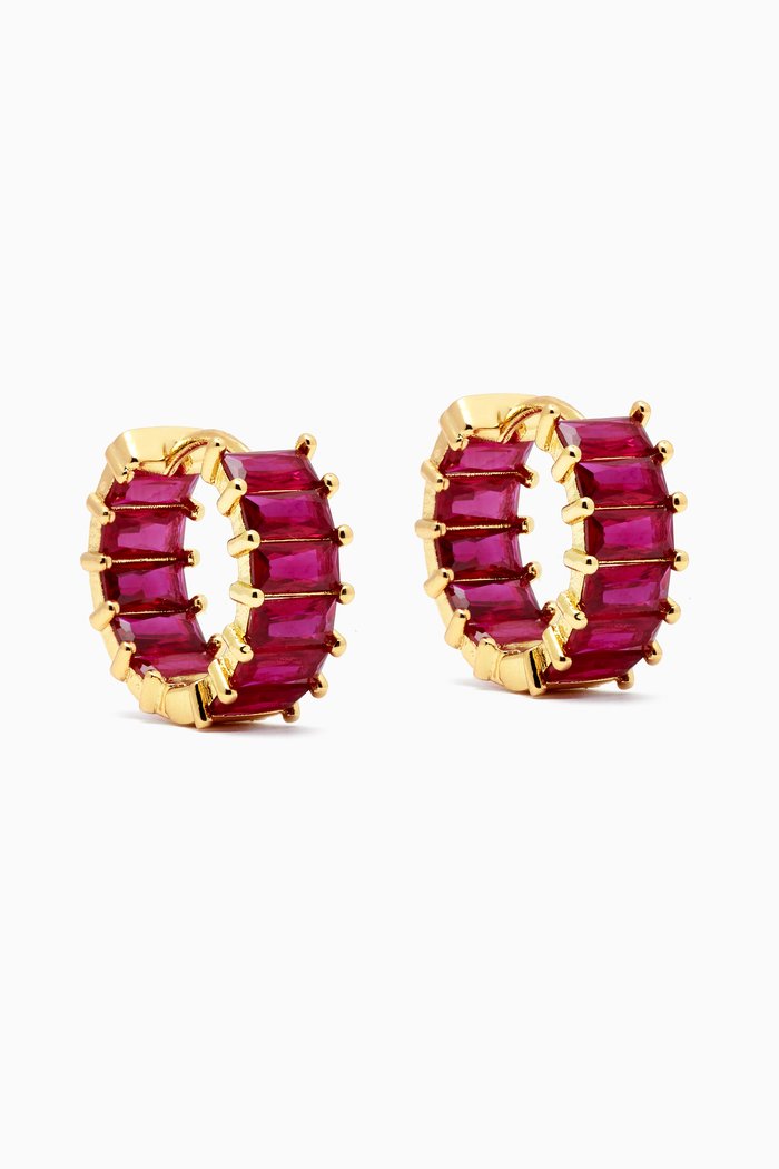 

Emerald Ballier Huggies in Gold-plated Brass, Red