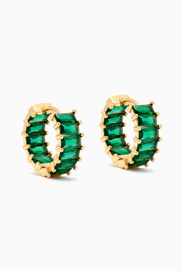 

Emerald Ballier Huggies in Gold-plated Brass, Green