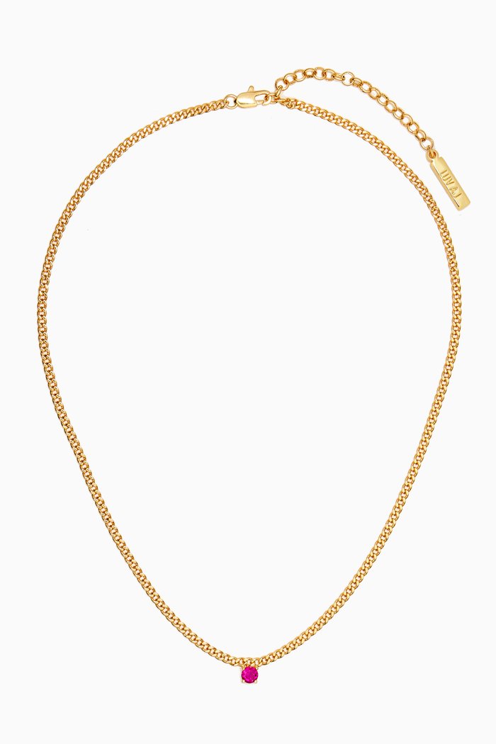 

Bardot Stud Drop Necklace in Gold-plated Brass, Pink