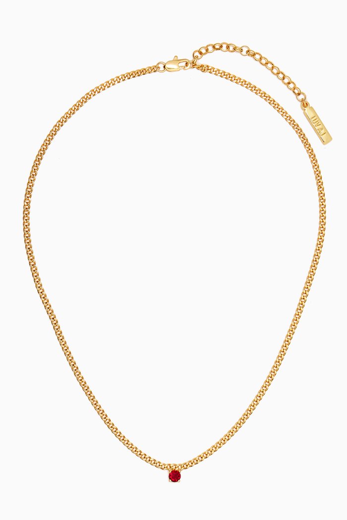 

Bardot Stud Drop Necklace in Gold-plated Brass, Red