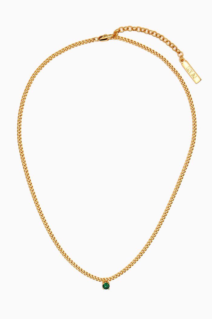 

Bardot Stud Drop Necklace in Gold-plated Brass, Green