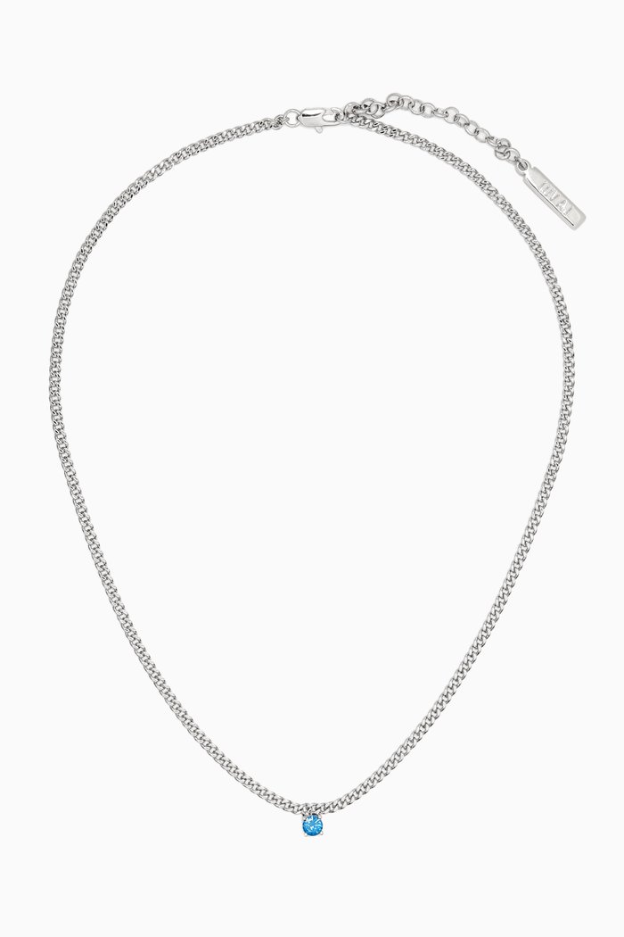 

Bardot Stud Drop Necklace in Silver-plated Brass, Blue