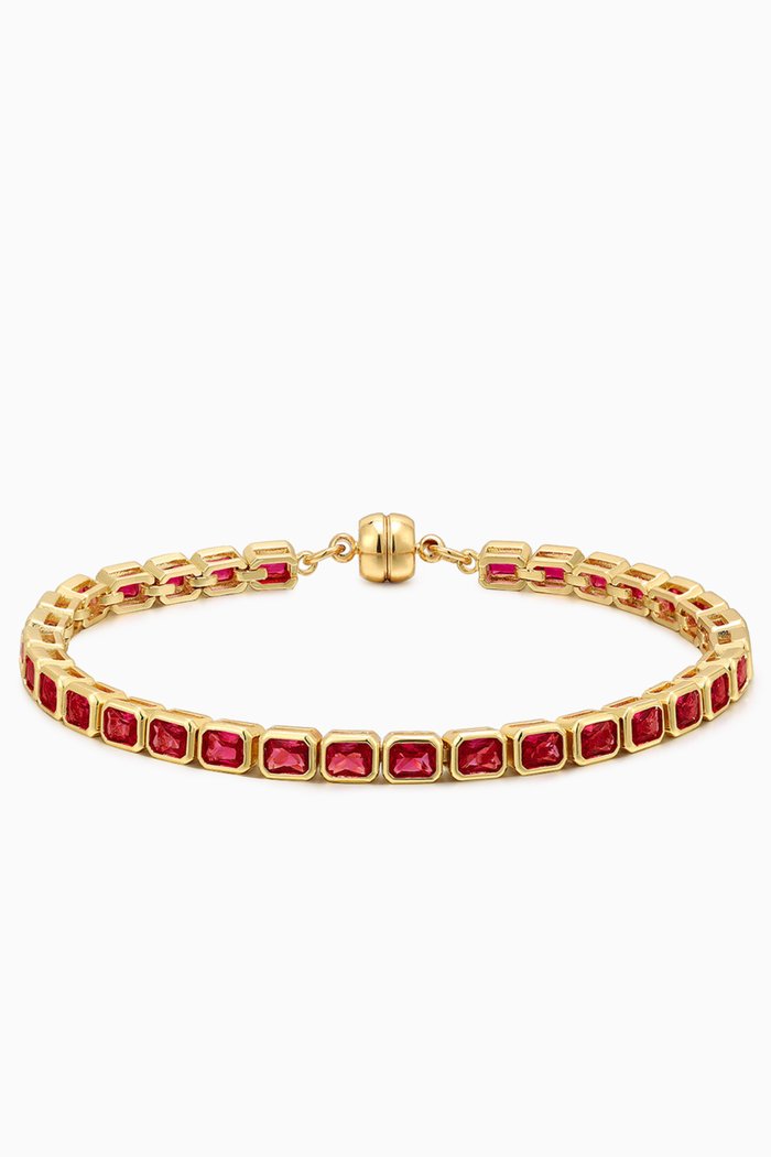 

Bezel Ballier Bracelet in Gold-plated Brass, Red