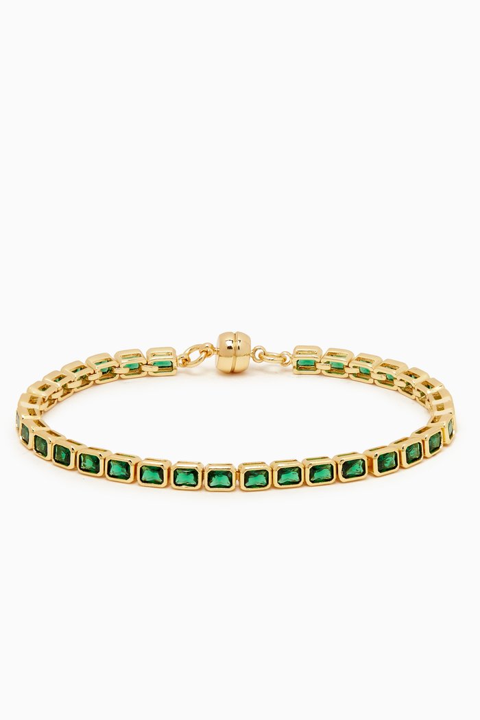 

Bezel Ballier Bracelet in Gold-plated Brass, Green