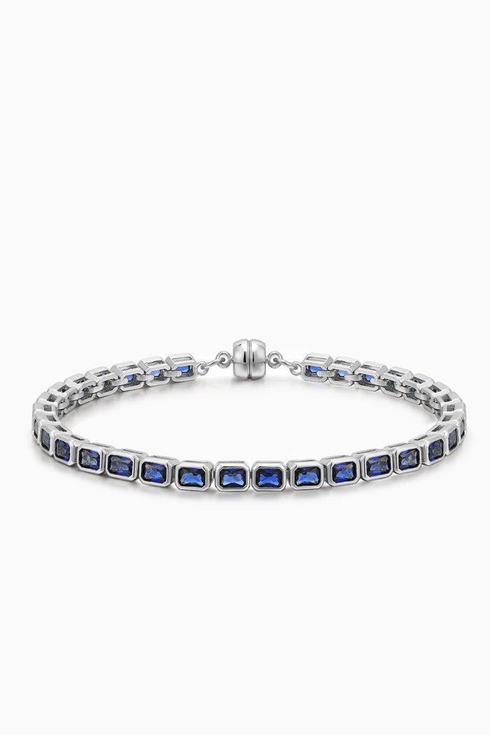 

Bezel Ballier Bracelet in Silver-plated Brass, Blue