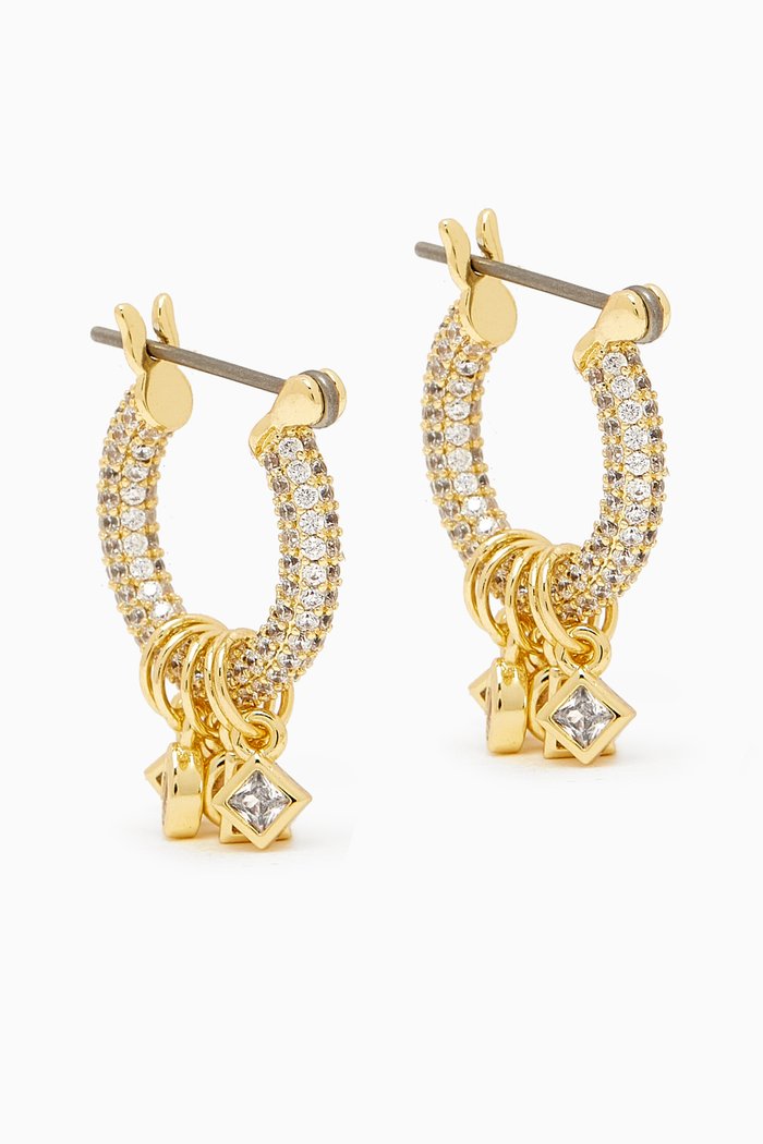

Bezel Zirconia Shaker Hoop Earrings in Gold-plated Brass