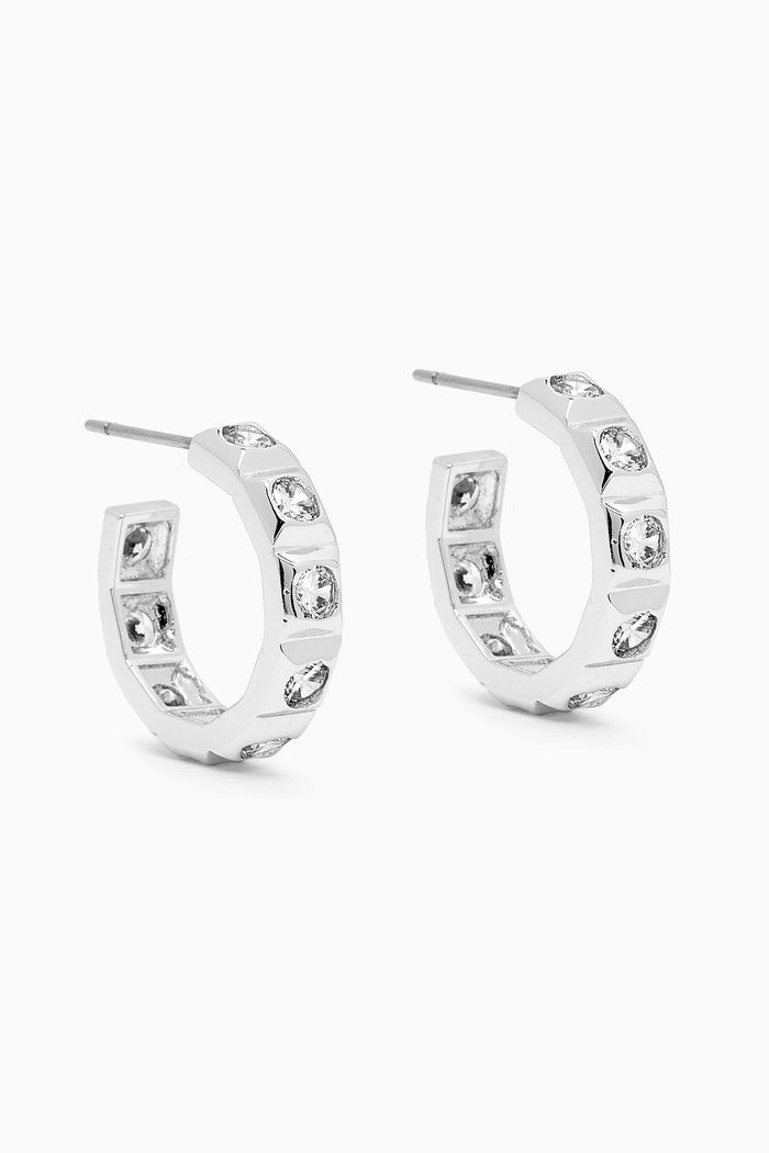 

Mini Pyramid Stud Hoop Earrings in Silver-plated Brass