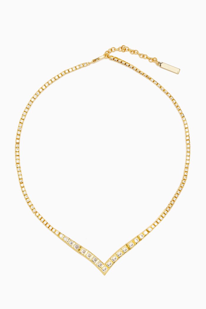 

Pyramid Tennis Zirconia Necklace in Gold-plated Brass
