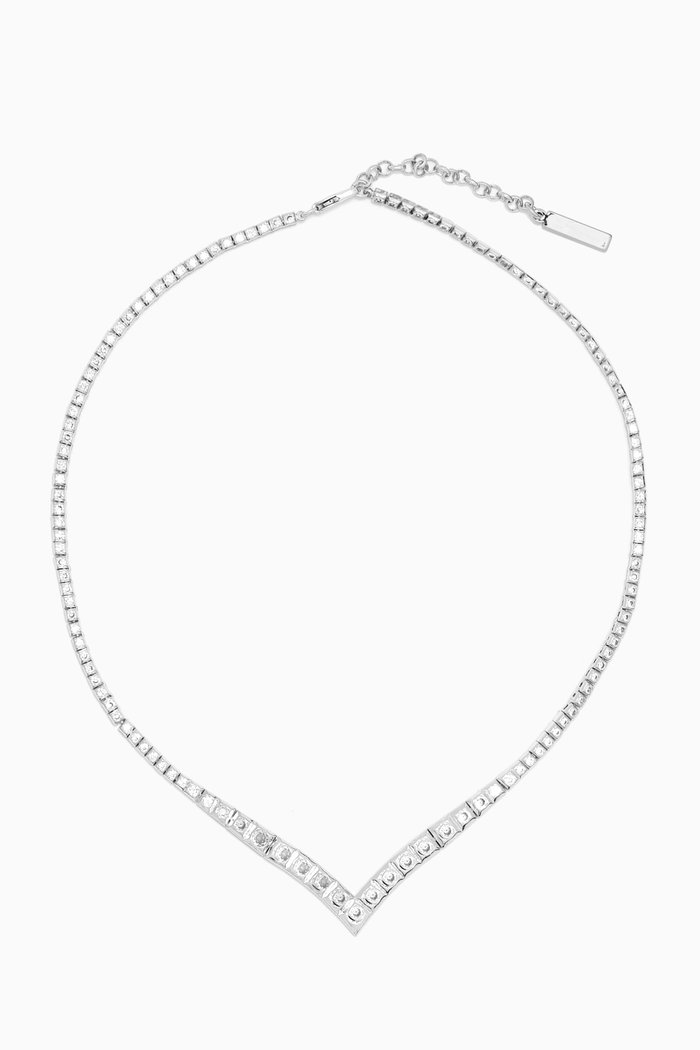 

Pyramid Tennis Zirconia Necklace in Silver-plated Brass