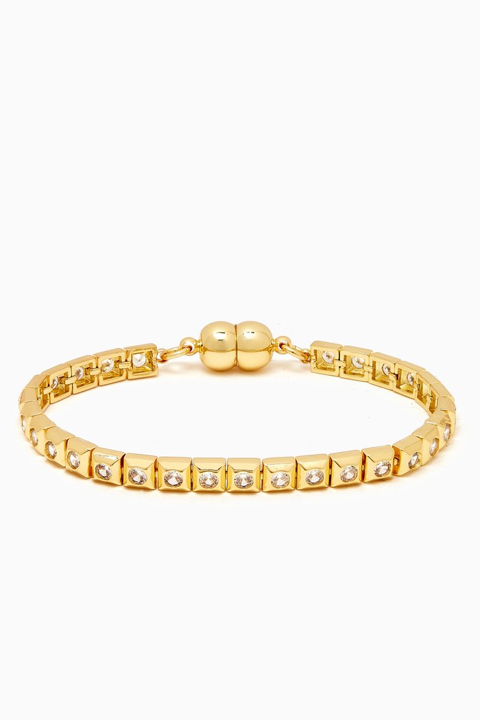 

Pyramid Stud Tennis Bracelet in Gold-plated Brass