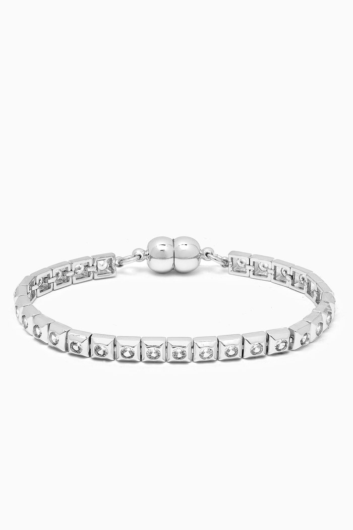 

Pyramid Stud Tennis Bracelet in Silver-plated Brass