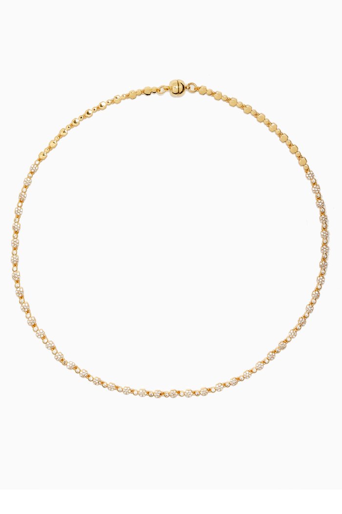 

Hexagon Zirconia Necklace in Gold-plated Brass