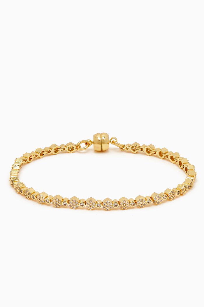

Hexagon Zirconia Bracelet in Gold-plated Brass