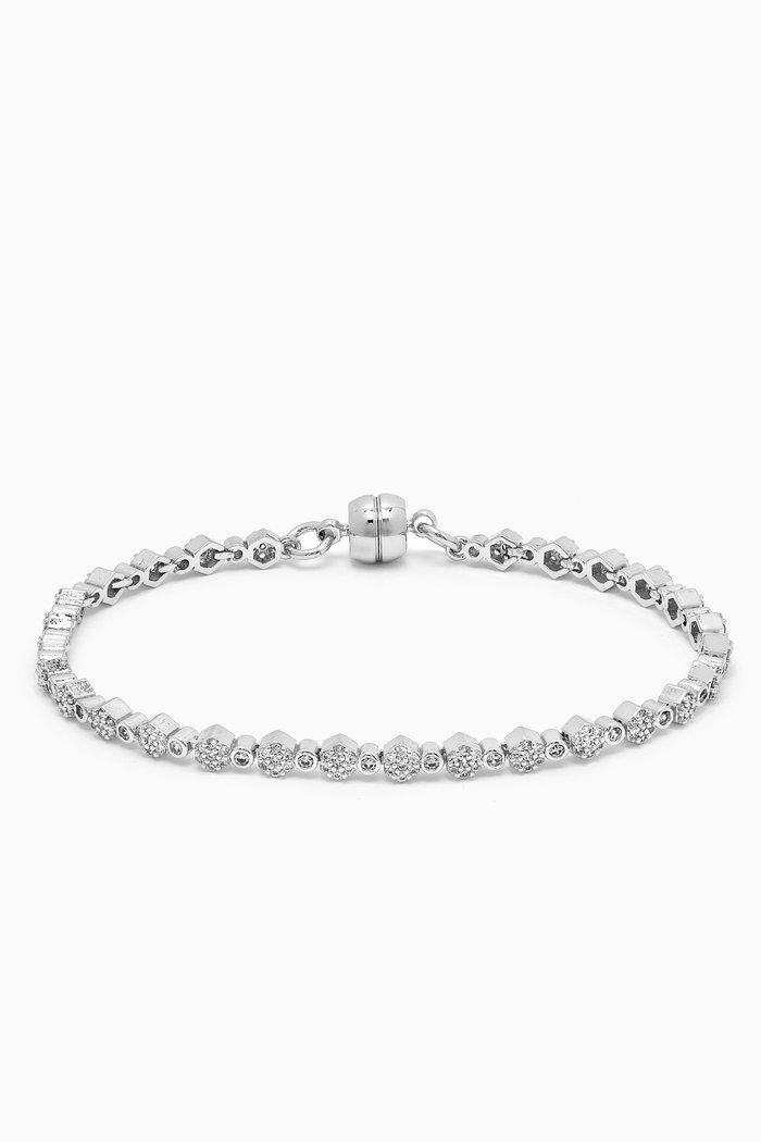 

Hexagon Zirconia Bracelet in Silver-plated Brass
