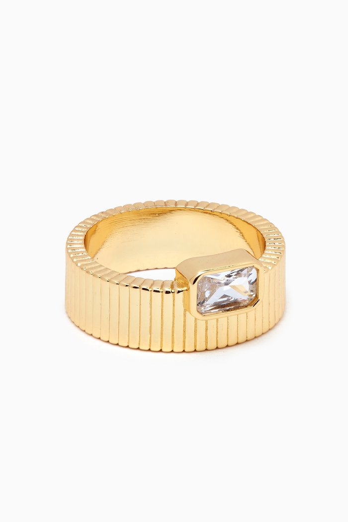 

Francois Ridged Ring in Gold-plated Brass