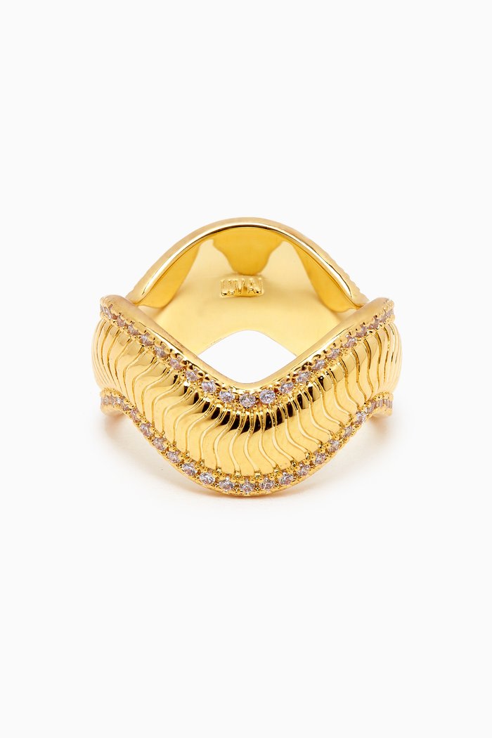 

Wavey Snake Chain Ring in Gold-plated Brass