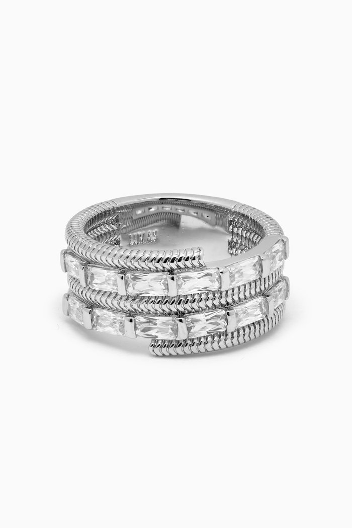 

Baguette Coil Ring in Silver-plated Brass
