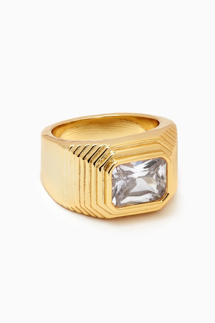 

Ridged Cigar Pyramid Ring in Gold-plated Brass