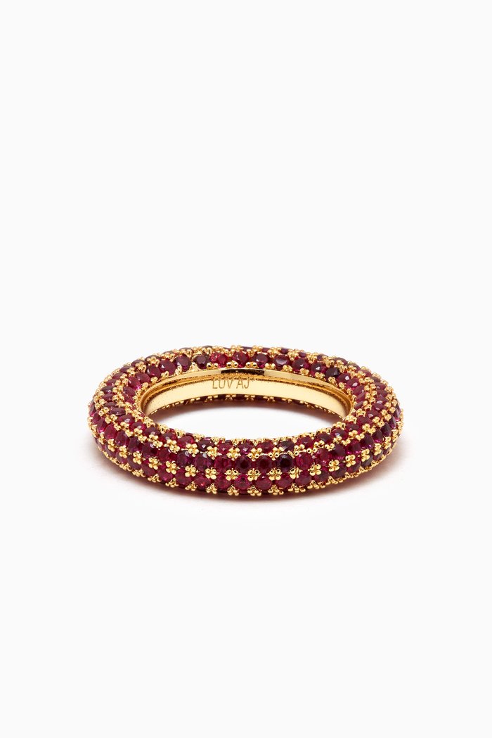

Pavé Amalfi Ring in Gold-plated Brass, Red