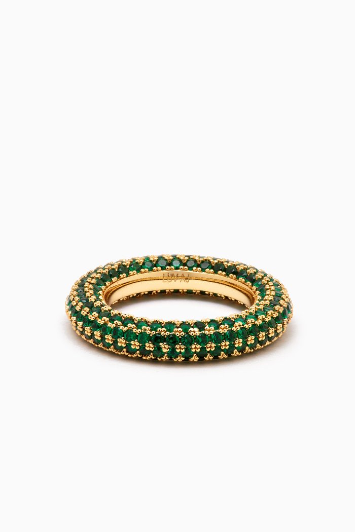 

Pavé Amalfi Ring in Gold-plated Brass, Green