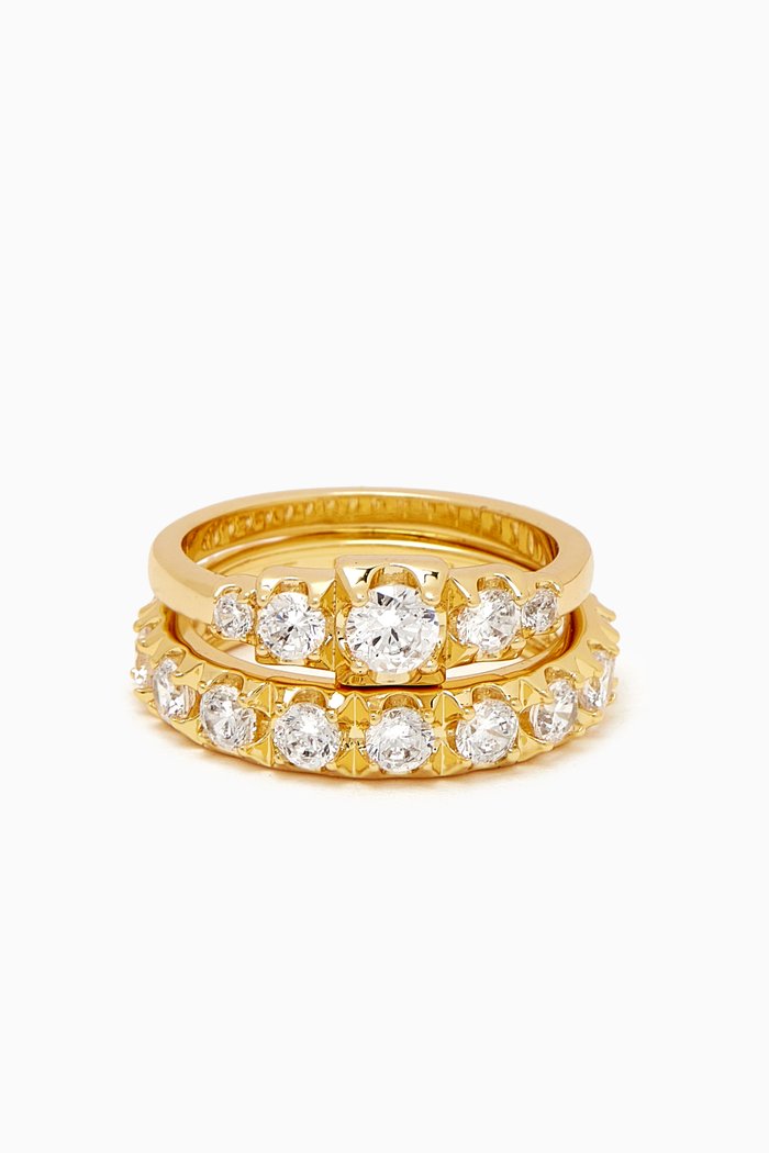

Pyramid Stud Ring Set in Gold-plated Brass