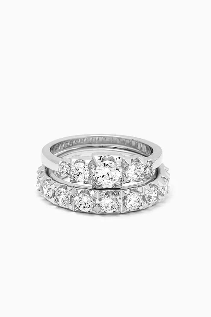 Pyramid Stud Ring Set in Silver-plated Brass