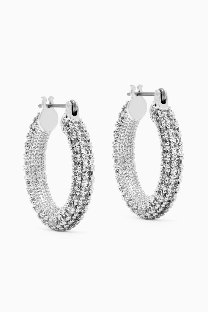 

Pavé Estelle Hoop Earrings in Silver-plated Brass