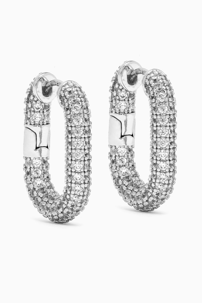 

XL Pavé Chain-link Hoops in Silver-plated Brass