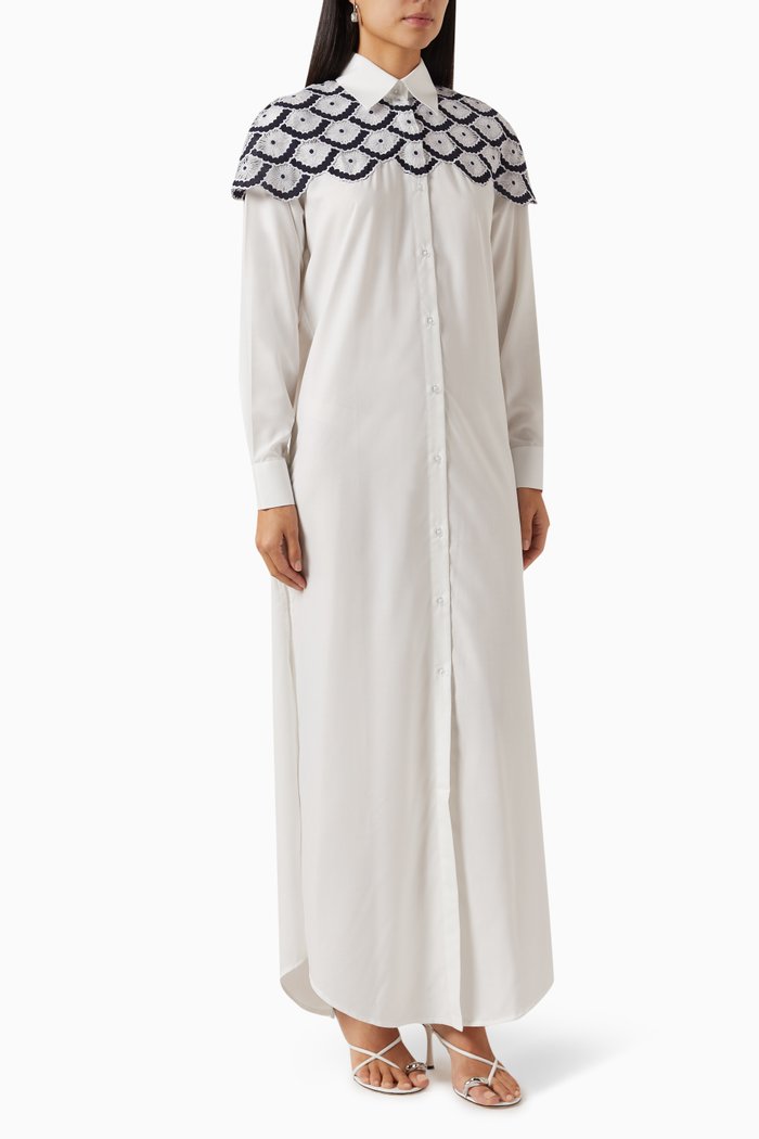 

Lace-trimmed Maxi Dress in Cotton-poplin, Blue
