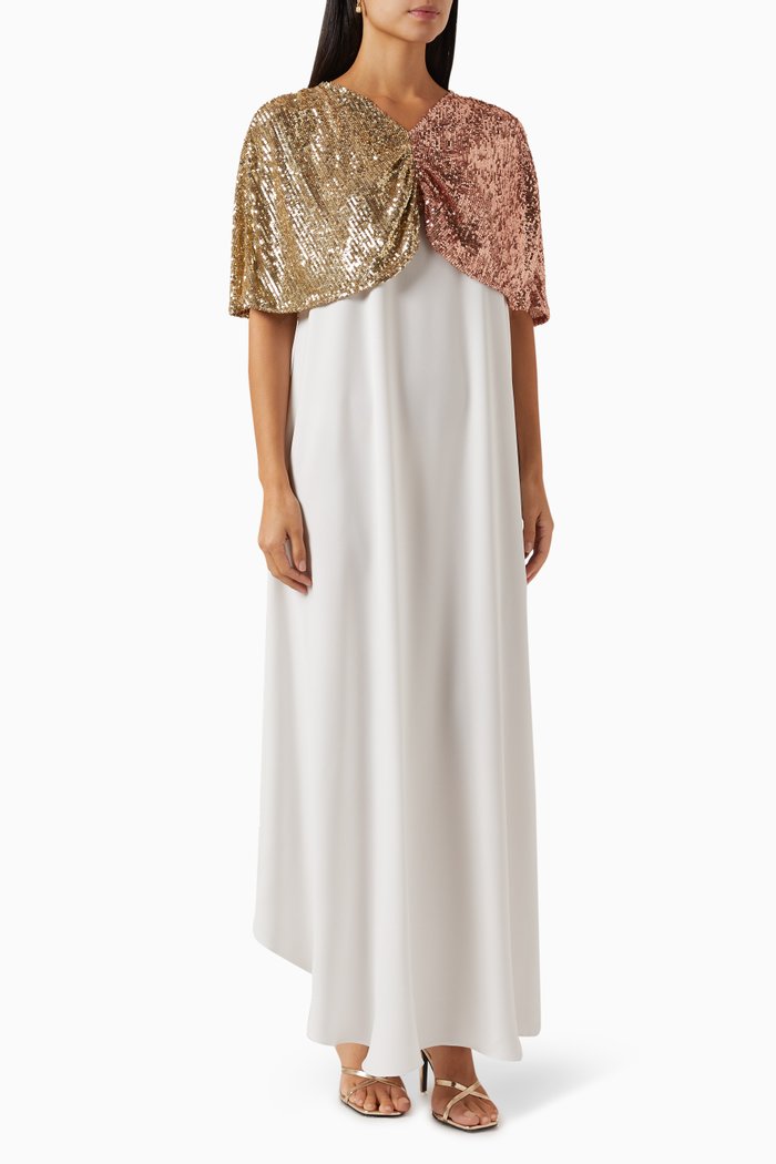 

The Signature Sequin-embellished Cape Maxi Dress, White