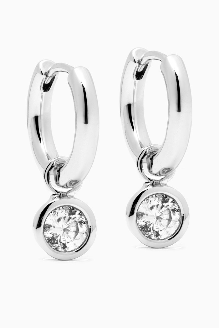 Charm Hoop Earrings in Silver-plated Brass