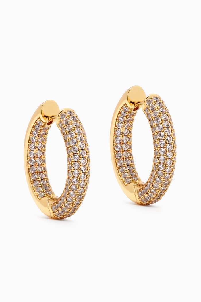 

Reversible Pavé Hoop Earrings in Gold-plated Brass