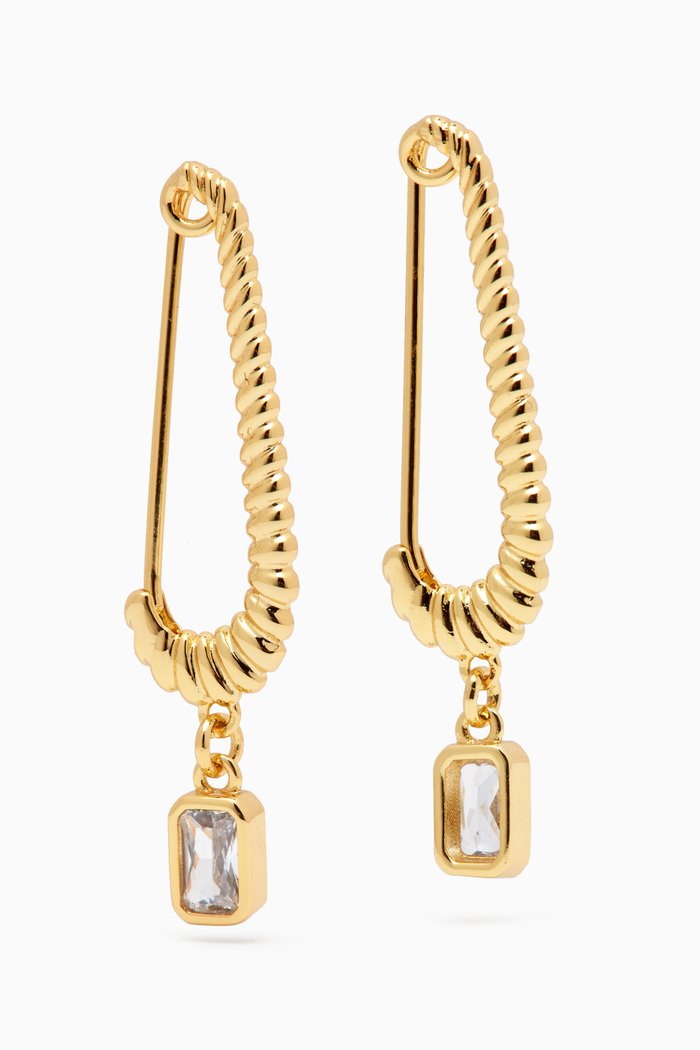 

Francois Safety Pin Earrings in Gold-plated Brass