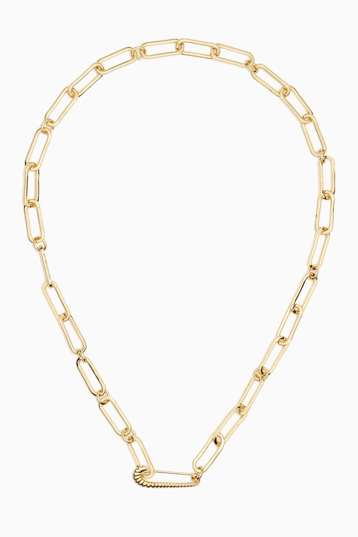 

Francois Safety Pin Necklace in Gold-plated Brass