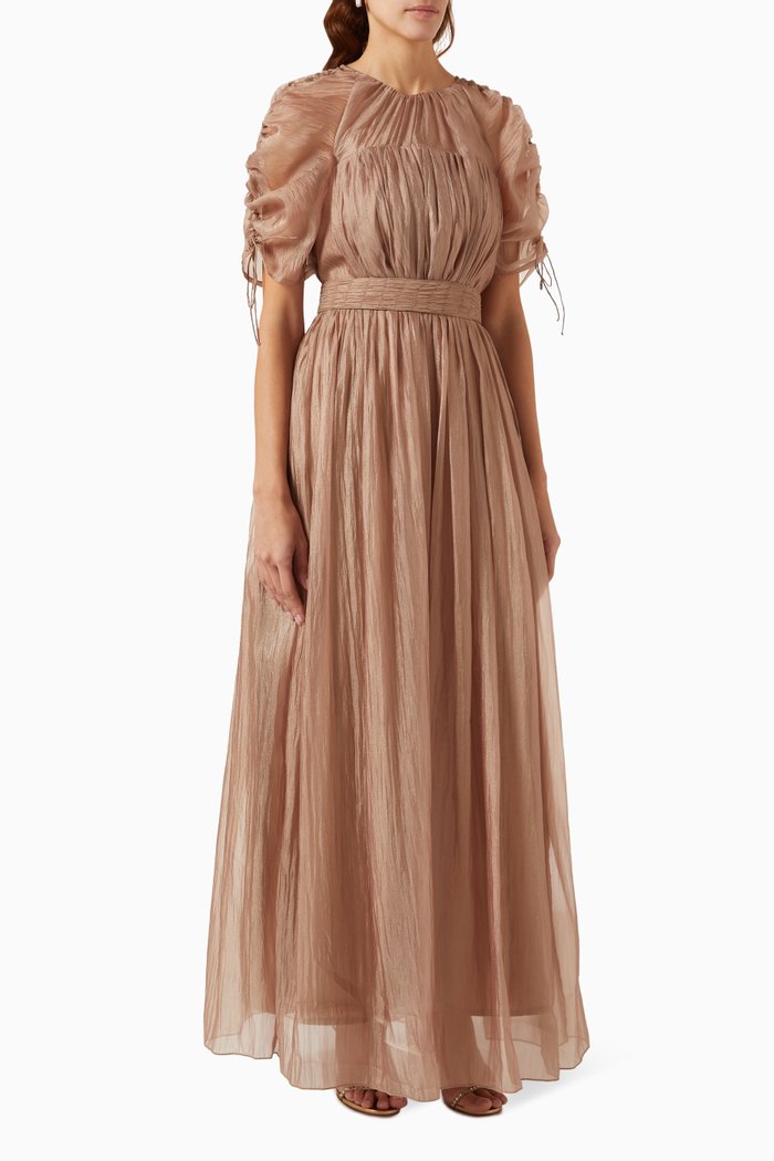 

Pleated Maxi Dress, Neutral