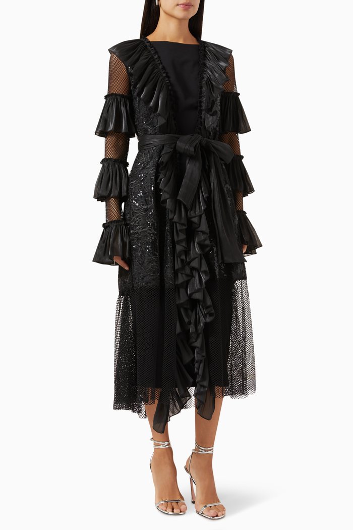 

Sequin-embellished Midi Dress, Black