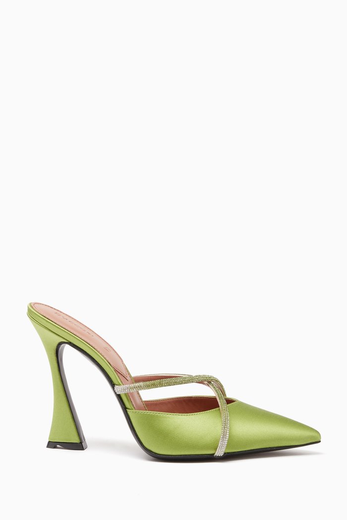 

Ella 100 Mules in Satin, Green