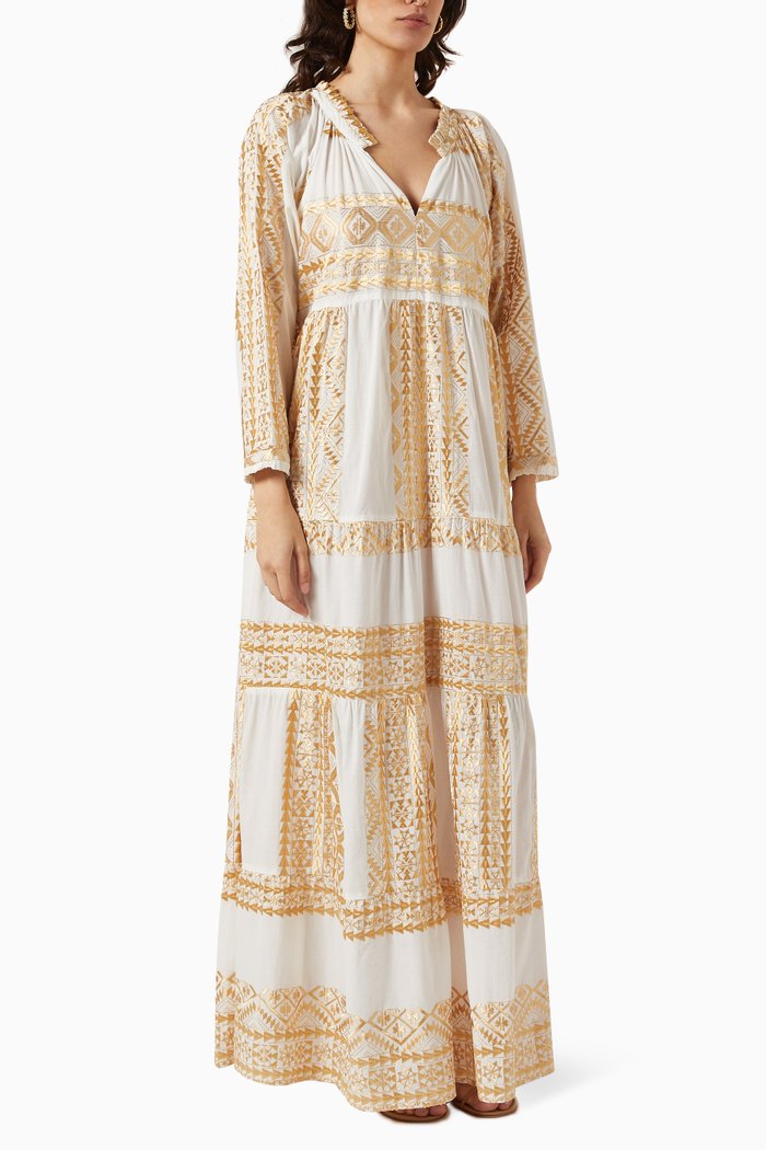 

Embroidered Maxi Kaftan in cotton, White