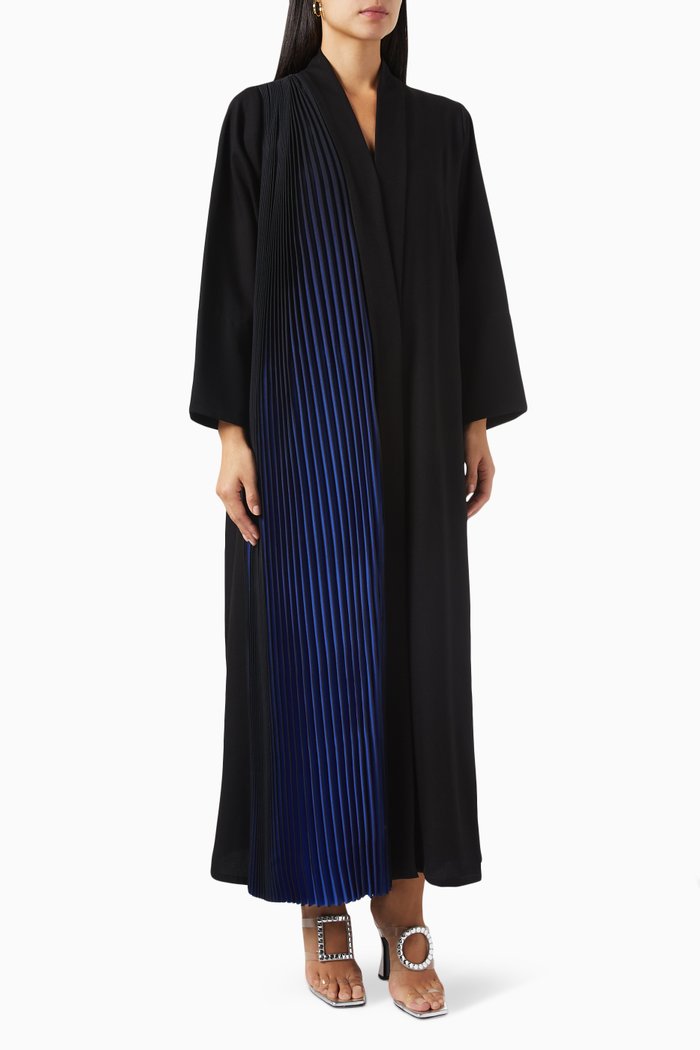 

Contrast Pleated Abaya, Black