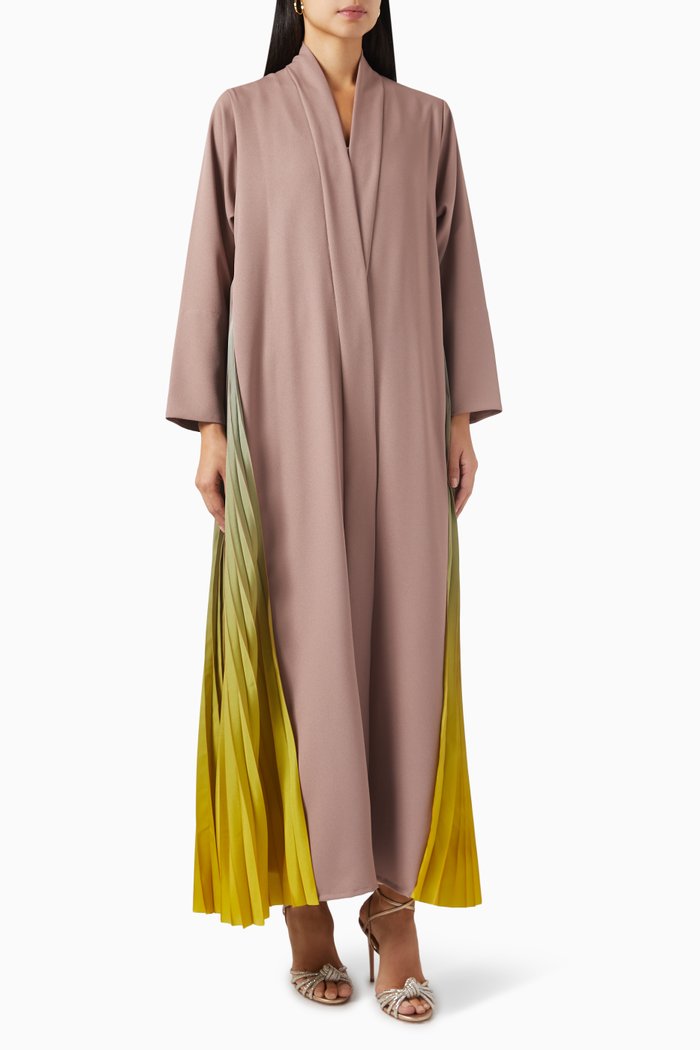 

Contrast Pleated Abaya, Pink
