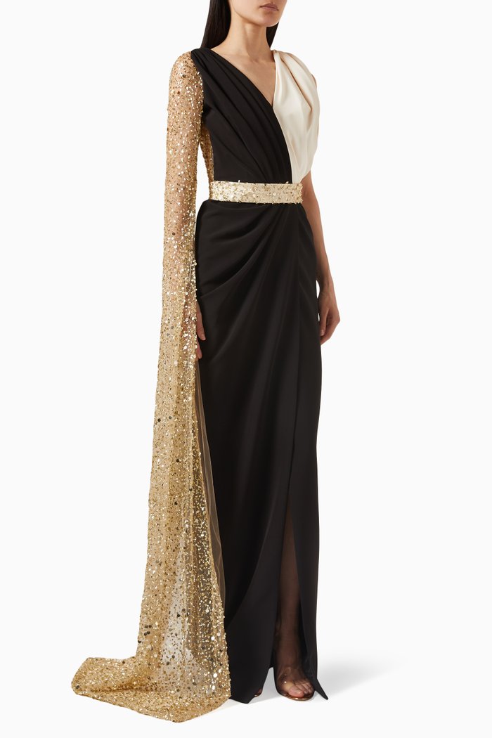 

Embellished One-shoulder Gown, Multicolour