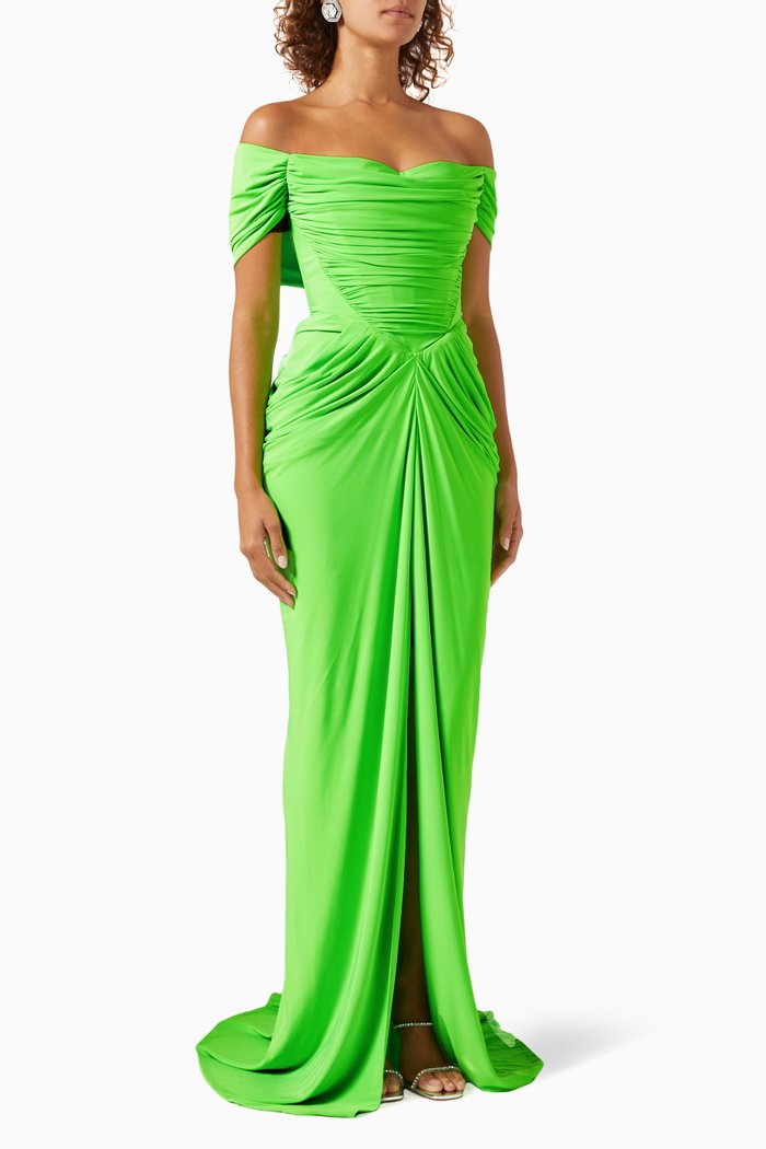 

Off-shoulder Gown, Green