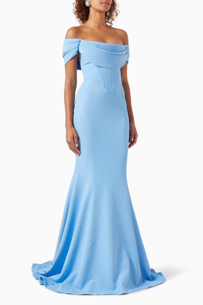 

Alma Off-shoulder Gown, Blue