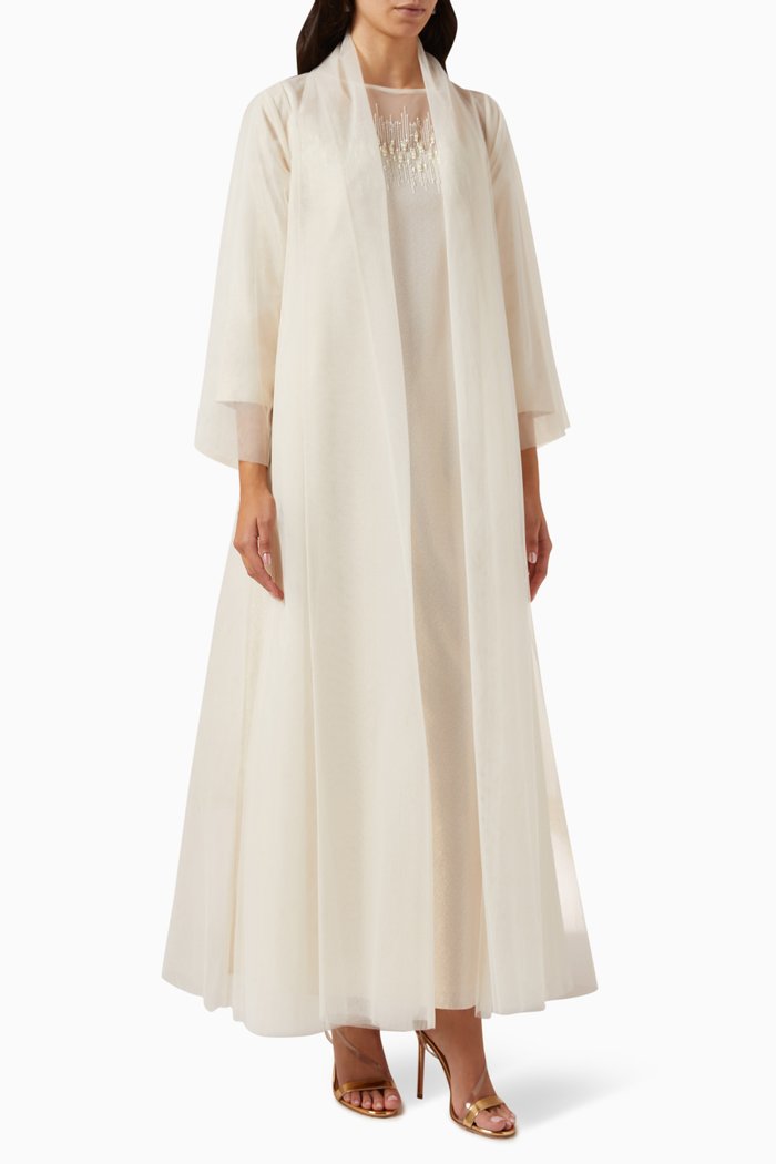 

3-piece Abaya Set in Tulle, Neutral