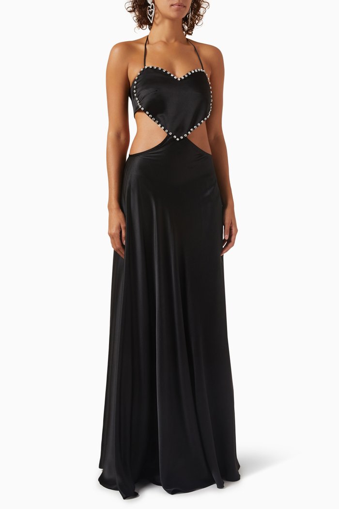

The Heart Maxi Dress in Silk, Black