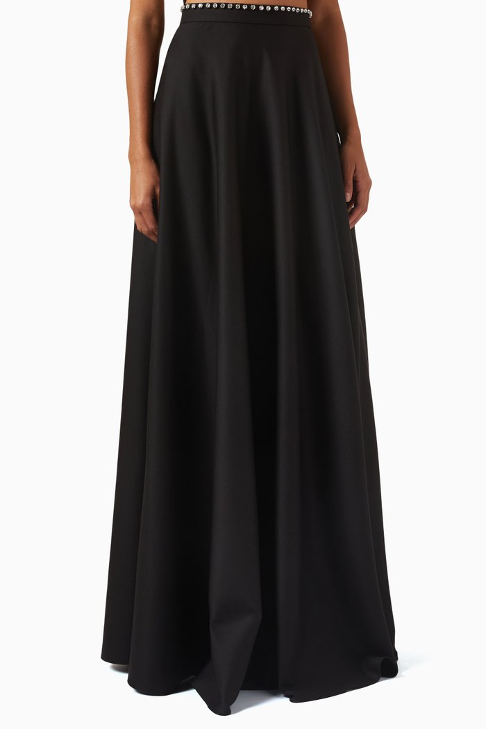 

The Gloria Crystal-embellished Maxi Skirt in Suiting, Black